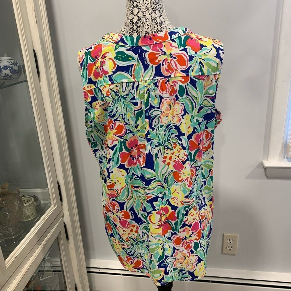 Palm Harbour Floral Sleeveless Blouse - Multicolor - Picture 10 of 11